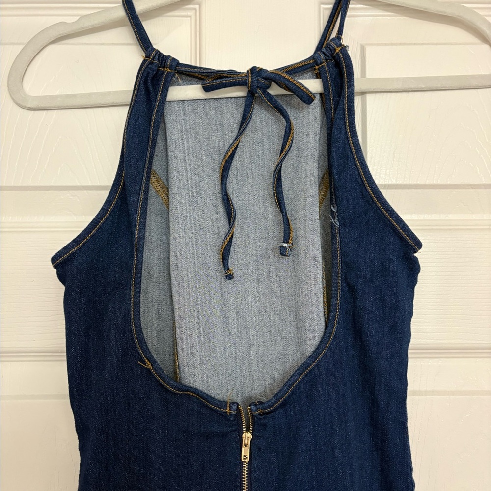 Denim Open-Back Mini Dress - Picture 4 of 7
